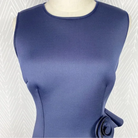 NERO by Jatin Varma Navy Blue Scuba Ruffle Cocktail Dress. - Picture 5 of 13